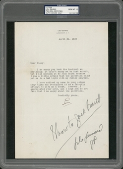 1938 Lou Gehrig Signed Typed Letter Dated 4/24/1938 (PSA/DNA GEM MINT 10)